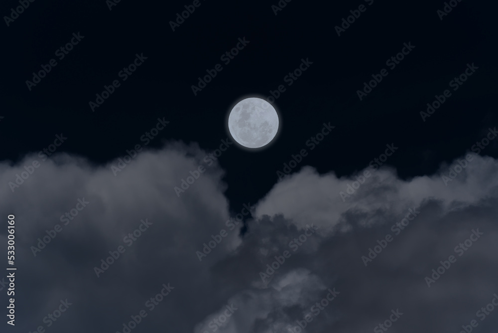 Wall mural full moon with clouds in the sky.