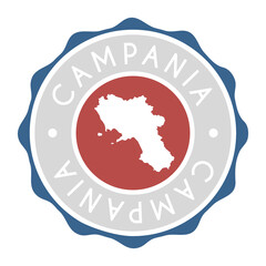 Campania, Italy Badge Map Vector Seal Vector Sign. National Symbol Country Stamp Design Icon Label. 