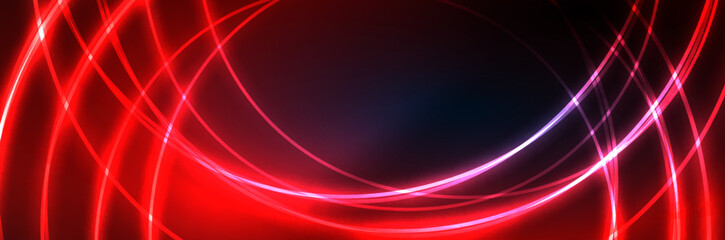 Neon glowing fluid wave lines, magic energy space light concept, abstract background wallpaper design