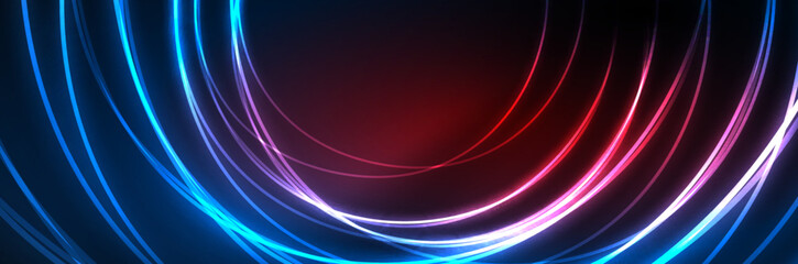 Blue neon glowing lines, magic energy space light concept, abstract background wallpaper design