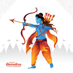 Happy dussehra festival illustration holiday card background