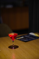 lemonade cranberry and black currant drink on dark  background.