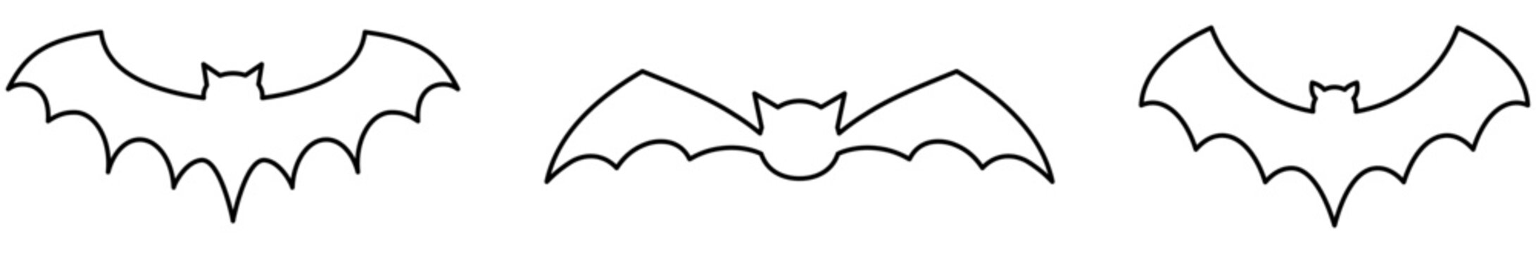 Outline bat icons. Vector illustration isolated on white background