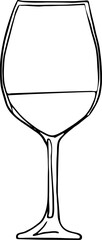 Wine glass. Vector sketch, doodle. Champagne glass hand drawn outline doodle icon.