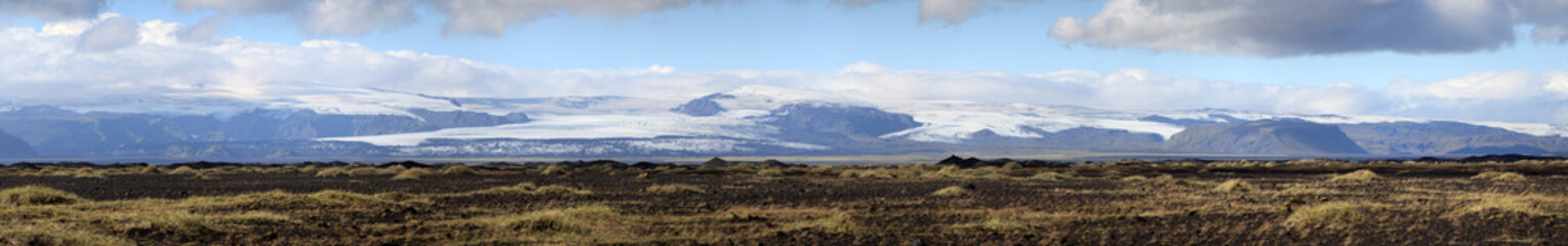 View on Myrdalsjokull glacier from Skafta lava fields