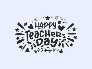 Happy teachers day vector illustration Calligraphy design with decorative doodle celebration