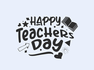 Happy teachers day vector illustration Calligraphy design with decorative doodle celebration