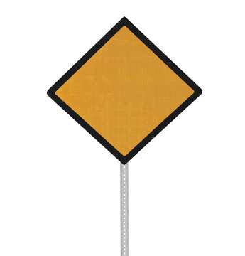 Naklejki Blank yellow caution road sign isolated.