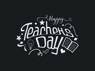 Happy teachers day vector illustration Calligraphy design with decorative doodle celebration