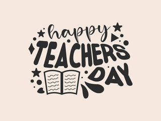 Happy teachers day vector Calligraphy design with creative doodle celebration
