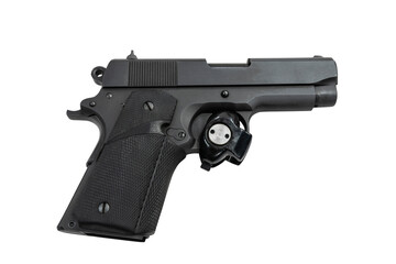 Hand gun with trigger lock isolated.