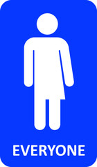 Gender neutral sign. Transgender restroom sign. Blue symbol isolated on white. Mandatory banner. Toilet for everyone. Vector illustration