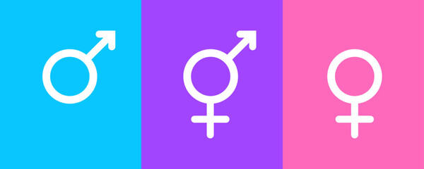 Set of gender symbols including neutral icon. Vector illustration EPS10 - obrazy, fototapety, plakaty