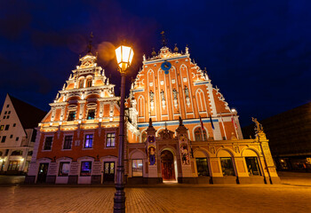 Riga city center at night
