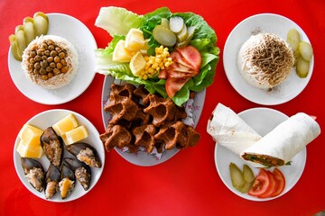 Steak a la turca or chee kofta on a plate( Cig Kofte )  - Turkish Food.