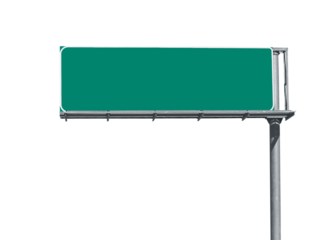 Blank overhead freeway directional sign isolated.