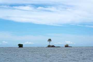 Lonely little island with palm tree, Panama