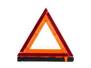Emergency reflective road triangle isolated.