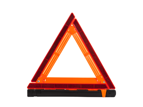 Emergency reflective road triangle isolated.
