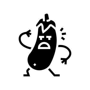 eggplant vegetable character glyph icon vector. eggplant vegetable character sign. isolated symbol illustration