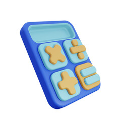 3d render illustration calculator with button