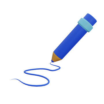 3d render illustration writing using pencil