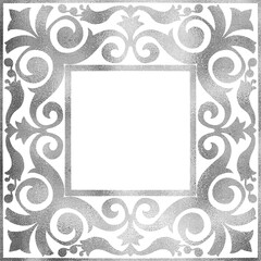 PNG Frame of Silver Textured Shiny Decoration with Copy Space for Greeting Card and Invitation