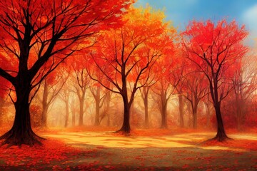 Naklejka na ściany i meble Beautiful autumn composition with empty card on white background , anime style