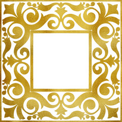 PNG Frame of Gold Textured Shiny Decoration with Copy Space for Greeting Card and Invitation