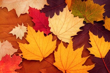 Naklejka na ściany i meble autumn flat lay with September calendar and leaves , anime style