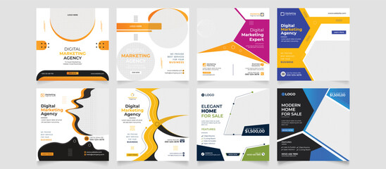 Naklejka premium Digital business marketing agency social media post and corporate promo banner vector template
