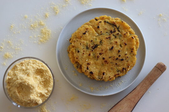 Makki ki roti or Maize roti. An Indian flat unleavened bread made from corn meal flour