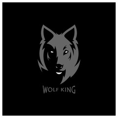 Wolf head illustration Logo Design. Wolf mascot vector art. Frontal symmetric image of wolf looking dangerous.