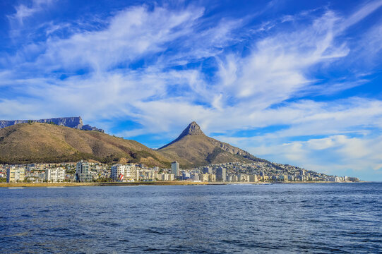Lion's head and signal hill along Atlantic coast in cape town