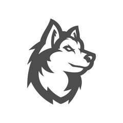 Fototapeta premium Wolf head illustration Logo Design. Wolf mascot vector art. Frontal symmetric image of wolf looking dangerous.