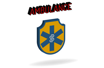 medical blue-yellow emblem with a six-pointed star and a snake in the middle and the inscription 