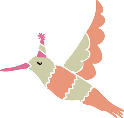 Hand drawn festive hummingbird.