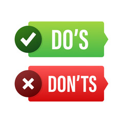 Do s and Don ts button. Flat simple thumb up symbol minimal round logotype element set.  illustration