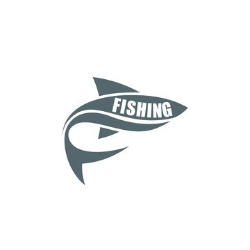 Fishing word logo icon isolated on white background