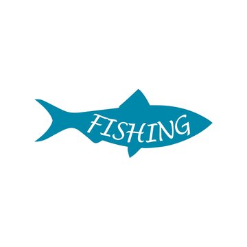Fishing word logo icon isolated on white background