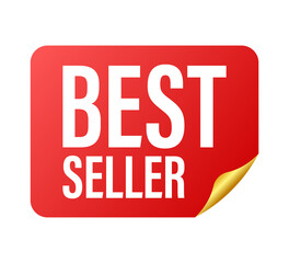 Best seller badge. Best seller Red label. Retail badge. Advertisement symbol.  illustration