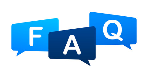 Frequently asked questions FAQ banner. Computer with question icons.  stock illustration
