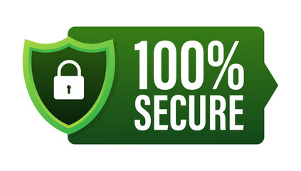 100 Secure grunge  icon. Badge or button for commerce website.  stock illustration