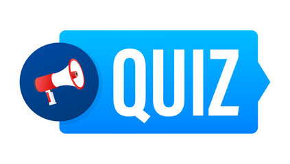 Hand holding megaphone - Quiz.  stock illustration