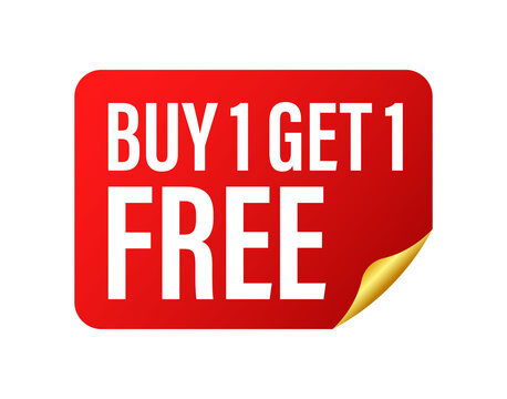 Buy 1 Get 1 Free, sale tag, banner design template.  stock illustration