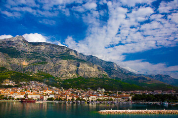 Fototapeta na wymiar scenic summer view in Croatian resort - Makarska, Dalmatia, Croatia, Adriatic sea, Europe...this image sell only on adobe stock