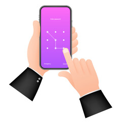 Screen lock authentication password smartphone background template. Illustration of phone ID recognition screenlock password or lockscreen passcode numbers display
