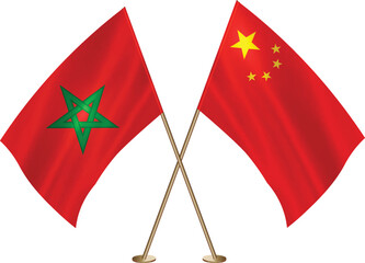 Morocco,China flag together.Morocco,Chinese flag together