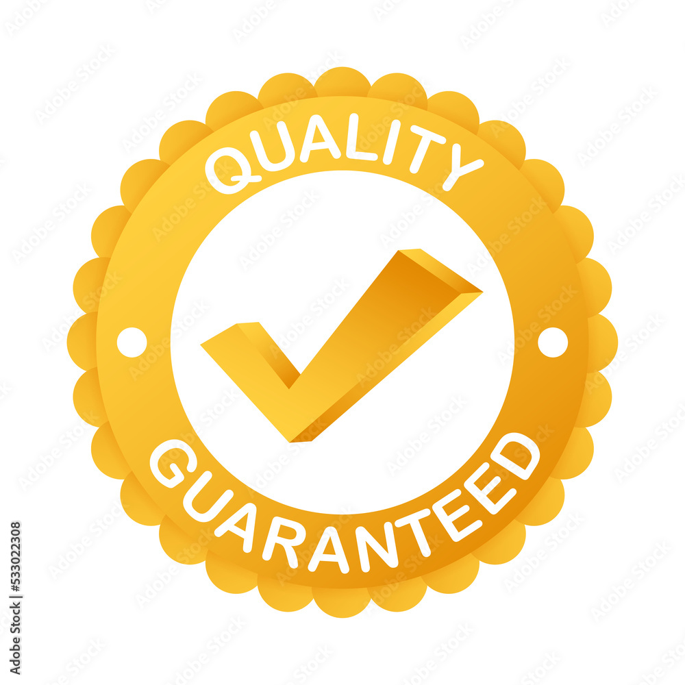 Sticker Quality guaranteed. Check mark. Premium quality symbol.  stock illustration