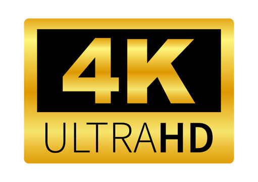 4K Ultra HD label. High technology. LED television display.  illustration